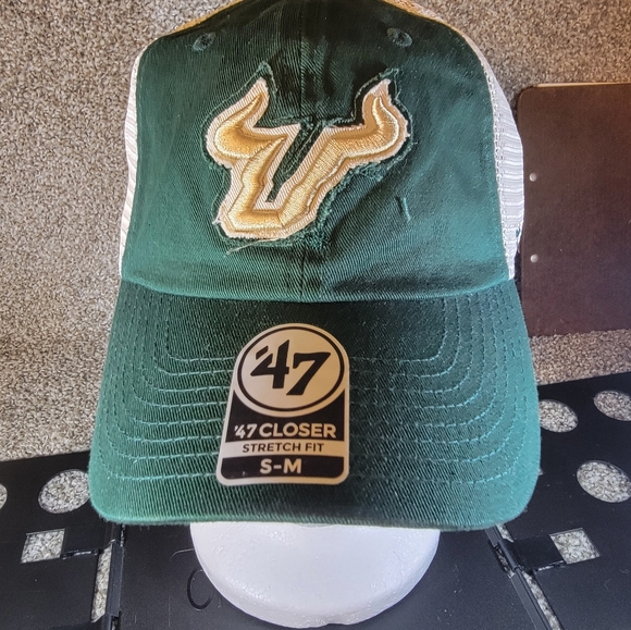 University of South Florida Bulls USF Green Mesh Stretch Fit Small Medium - Picture 2 of 12